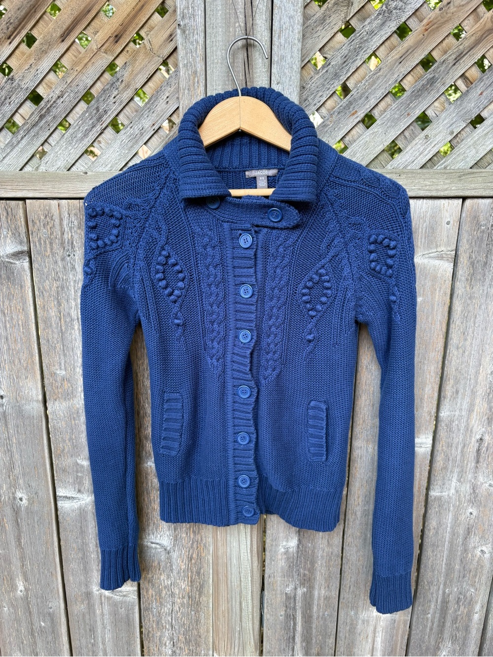 Jacob Navy Cable-Knit Button Cardigan